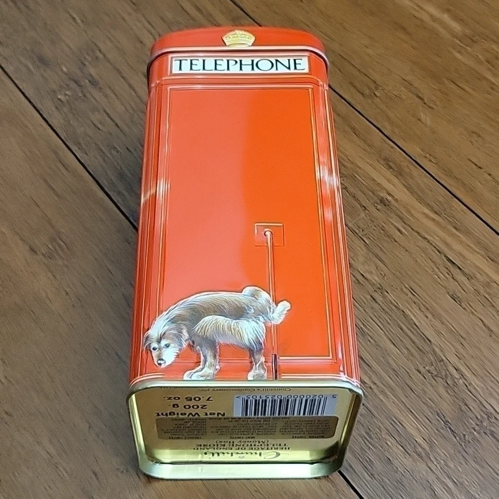 Vintage Churchill's Red Kiosk Telephone Booth Collectible Bank Tin
